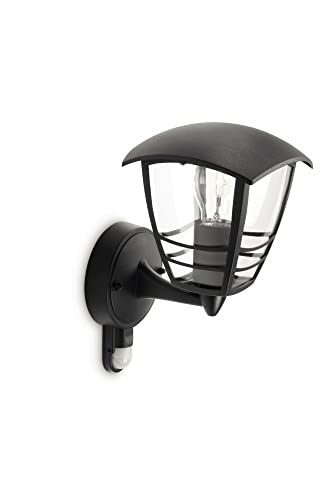 Philips Creek Outdoor Wandleuchte (60 W), wetterfeste Außenleuchte mit Bewegungsmelder, E27 Leuchte ohne Leuchtmittel, schwarz