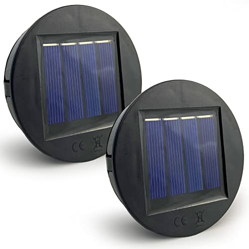 HELESIN Solarleuchten Ersatzteile, 2 X φ8cm Solarleuchten Ersatz Top mit Heller LED, IP65 Wasserdicht Solarleuchten Solarpanel Ersatzteil für Solarlaterne,...