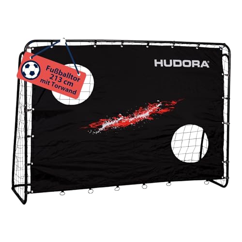 HUDORA Fußballtor Trainer mit Torwand - Robustes Outdoor Fußballtor für Kinder & Erwachsene - Torwand mit Zwei verstärkten Schusslöchern - wetterfestes...