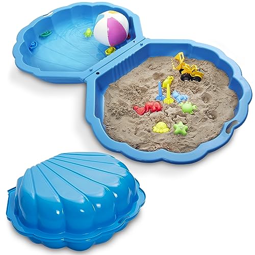 2-in-1 Sandkasten & Bademuschel mit Deckel für Kinder – Ideal für Sand und Wasser – aus hochwertigem Kunststoff – auch ideal für Hunde – Sandmuschel...