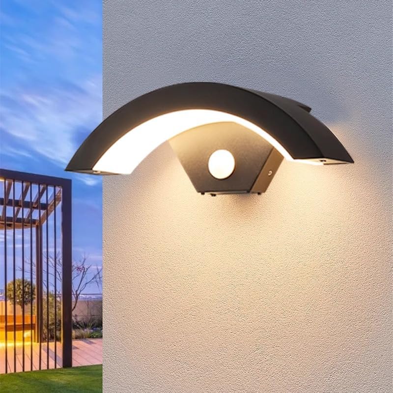 Außenwandleuchte mit Bewegungsmelder, 24W Moderne Wandlampe LED Aussen IP65 Wasserdicht, Warmweiß Außenlampe Bewegungsmelder für Garten Flur Treppenhaus